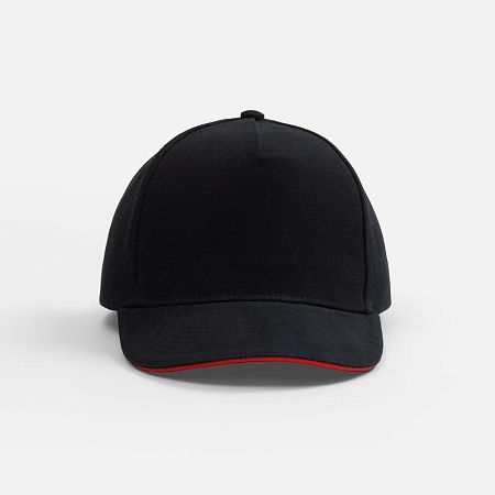 Бейсболка Classic 2.0, черная с красным кантом