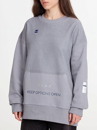 Свитшот оверсайз унисекс Vozduh, светло-серый, размер XS/S