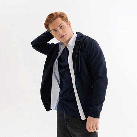 Толстовка на молнии с капюшоном MATEO темно-синяя, размер S/M