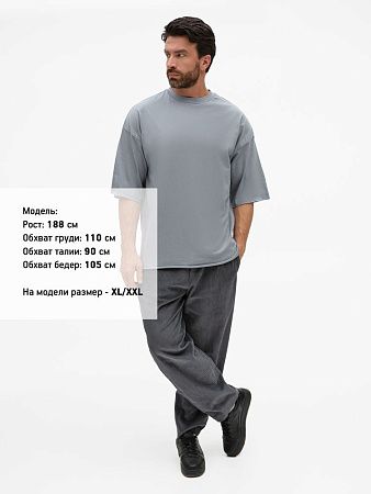 Футболка унисекс оверсайз T1, серая, размер XS/S