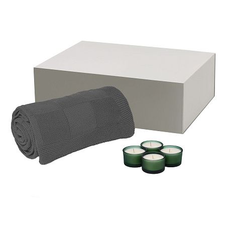 Подарочный набор Sento, Cella, зеленый (свеча, плед)