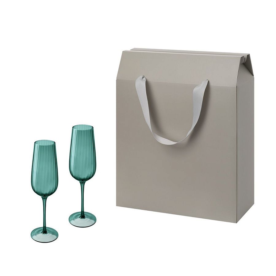Подарочный набор 2 бокала для шампанского Капри (Capri) в большом подарочном пакете