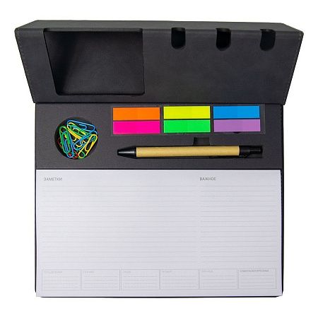 Планинг (органайзер) Flinders настольный с подставкой для телефона, черный