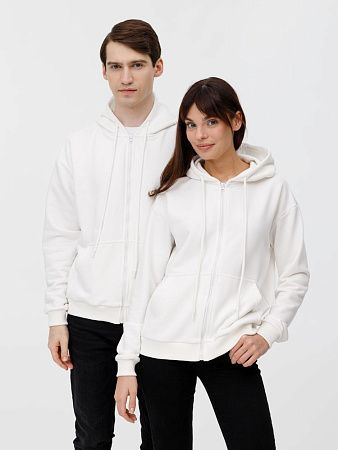 Толстовка унисекс оверсайз на молнии Zippy Terry, белая, размер XS/S