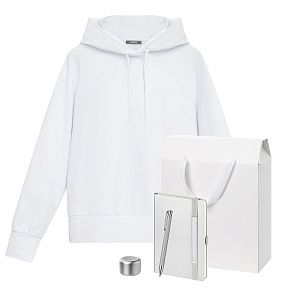 Набор с одеждой ALEX (худи, колонка, ежедневник, ручка), серебряный, XL