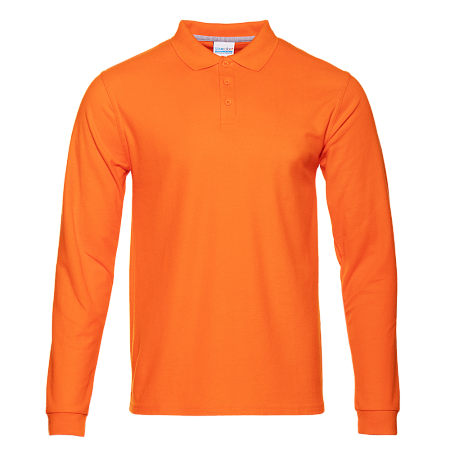 Рубашка поло мужская STAN длинный рукав хлопок/полиэстер 185, 104S, Оранжевый,  (28/1)  (54/XXL)