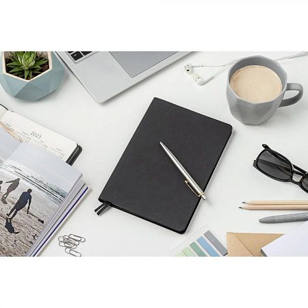 Ежедневник Flexy Soft Touch Latte А5, черный, недатированный, в гибкой обложке