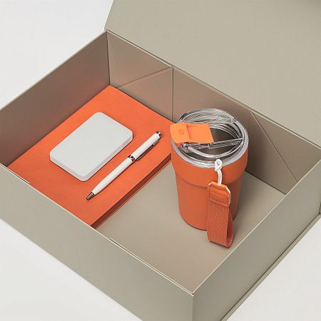 Подарочный набор Monaco, оранжевый (термокружка, аккумулятор, ежедневник, ручка)