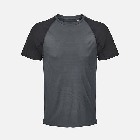 Футболка спортивная унисекс Vortex, черная с темно-серым, размер XS