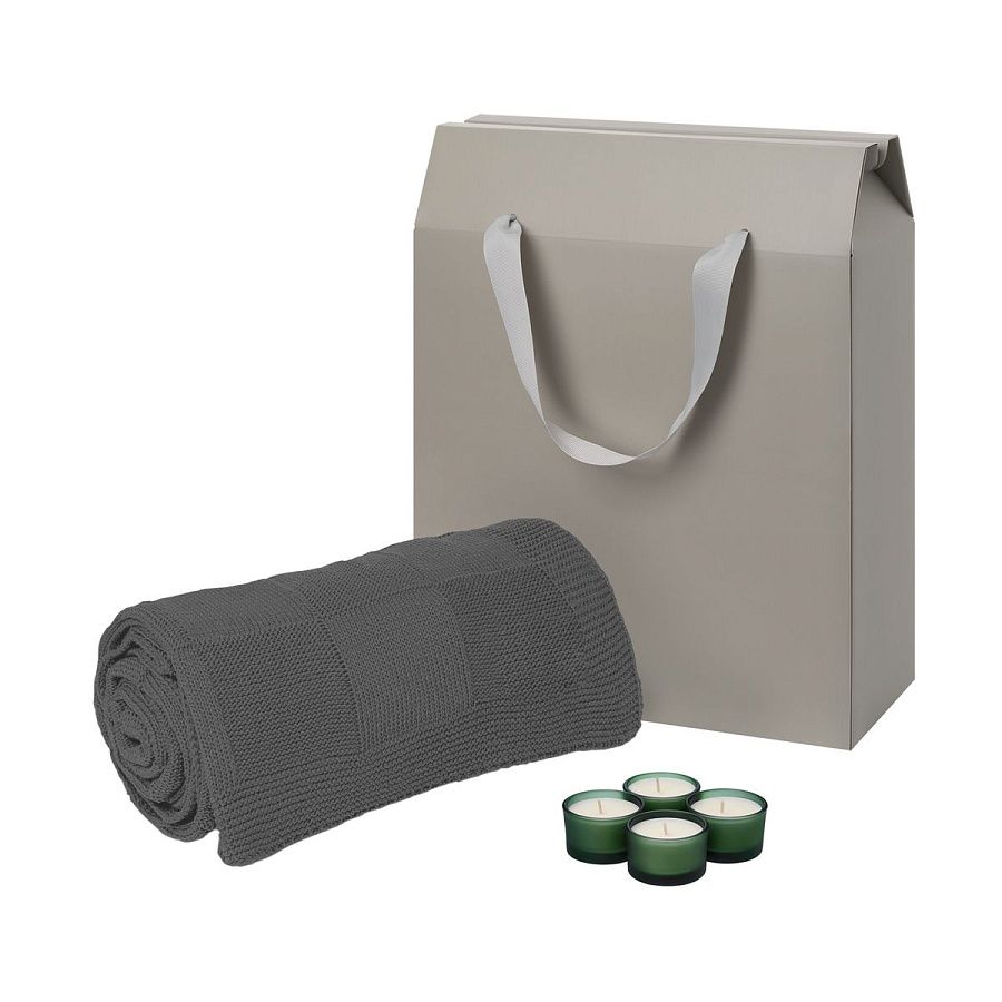 Подарочный набор Сенто (Sento), Селла (Cella), зеленый (свечи, плед)