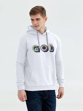 Толстовка с капюшоном «Новый GOD», белая, размер XS