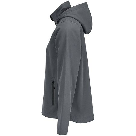 Куртка софтшелл с капюшоном женская Race Women, темно-серая, размер XL