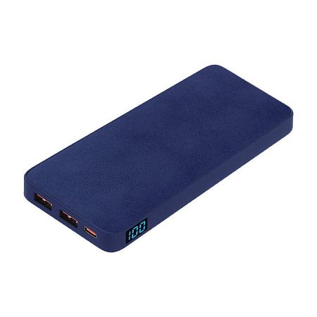 Внешний аккумулятор (powerbank) «WeCharge Velvet», 10 000 mAH, 5V -2A , c цифровым дисплеем для контроля заряда, темно-синий