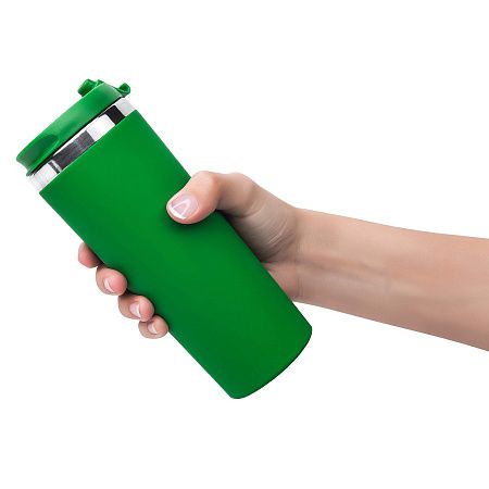 Термокружка KOMO SOFT COLOR 420мл. Зеленая с зеленой крышкой 6060.02