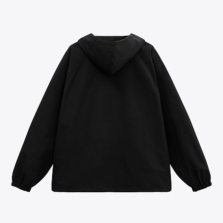 Ветровка (анорак) оверсайз унисекс RISSMAN, черная, размер XS/S