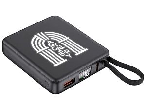 Внешний аккумулятор с подсветкой лого «Nex», 5000 мАч, цвет: черный