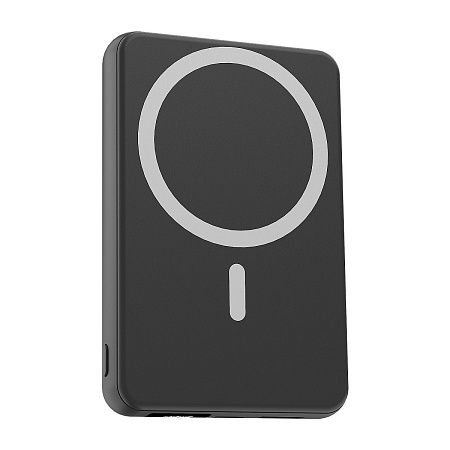 Магнитный внешний аккумулятор Quantum с беспроводной зарядкой (15W), 10000 Mah, черный