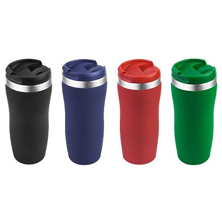 Термокружка SLIM SOFT COLOR 350мл. Черная с черной крышкой 6030.08