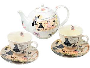 Чайный сервиз «Высокая мода», цвет: белый, мраморный, многоцветный