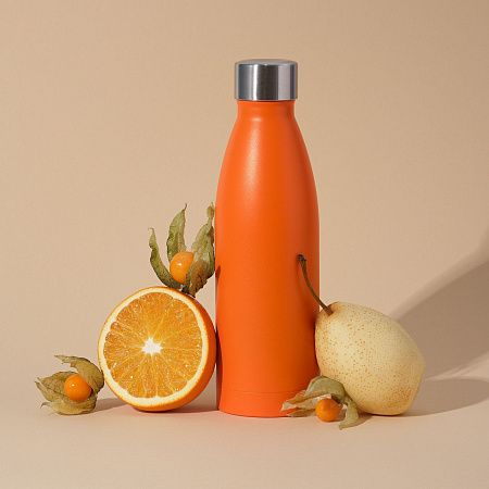 Термобутылка вакуумная герметичная Фреско (Fresco), оранжевая, гладкое покрытие
