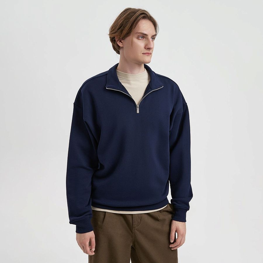 Толстовка на молнии унисекс Флоу (Flow), темно-синяя, размер 5XL/6XL