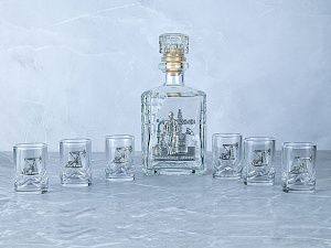 Набор со штофом «Нефтяной», цвет: прозрачный, серебристый