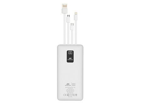 Внешний аккумулятор с дисплеем и встроенными кабелями VA2210, 10000 mAh
