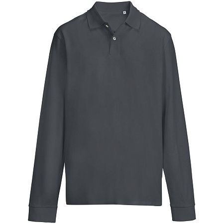 Рубашка поло унисекс с длинным рукавом Pacific LSL, темно-серая (графит), размер S
