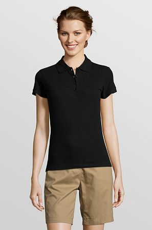 Рубашка поло женская People 210, черная, размер XXL
