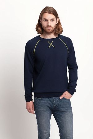 Джемпер Stitch с контрастной отделкой, синий с зеленым, размер S