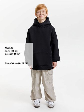 Худи детское оверсайз Junipero, черное, размер 6 лет (110-116 см)