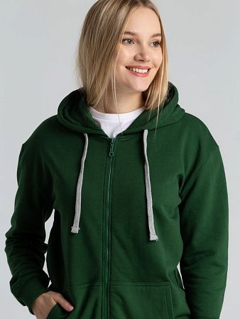 Толстовка с капюшоном на молнии Unit Siverga Heavy, темно-зеленая, размер XS