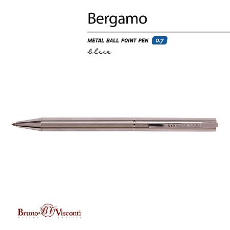 РУЧКА  "BERGAMO" ШАРИКОВАЯ АВТОМАТИЧЕСКАЯ, МЕТАЛЛИЧЕСКИЙ КОРПУС СТАЛЬ, 0.7 ММ, СИНЯЯ