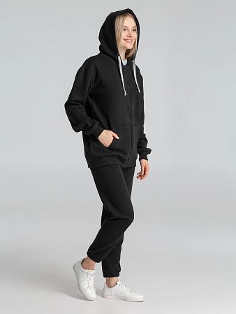 Толстовка на молнии с капюшоном Unit Siverga Heavy, черная, размер XS