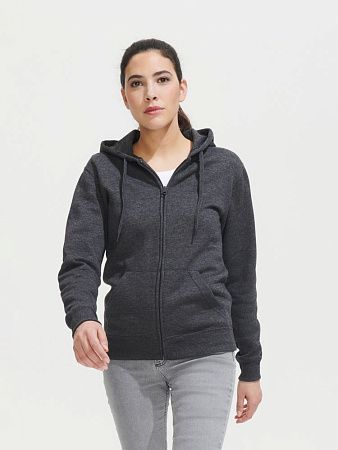 Толстовка женская на молнии с капюшоном Seven Women, серый меланж, размер S