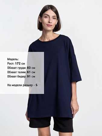 Футболка унисекс оверсайз Crosstown, темно-синяя, размер S