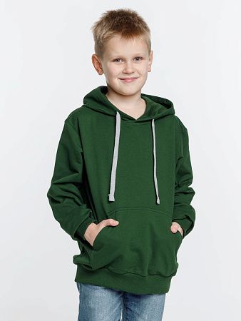 Толстовка с капюшоном детская Kirenga Kids, темно-зеленая, размер 12 лет (142-152 см)