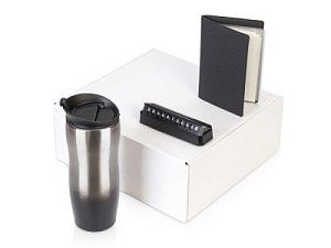 Подарочный набор  «Vice» с термокружкой, парковочной визиткой и обложкой для документов, цвет: черный