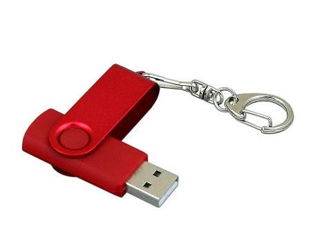 USB 2.0- флешка промо на 64 Гб с поворотным механизмом и однотонным металлическим клипом
