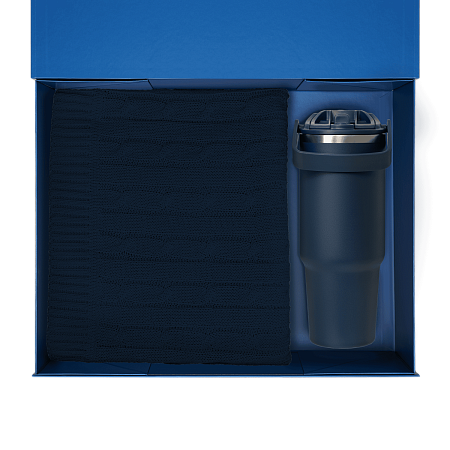 Подарочный набор Montana, синий (плед, термокружка)