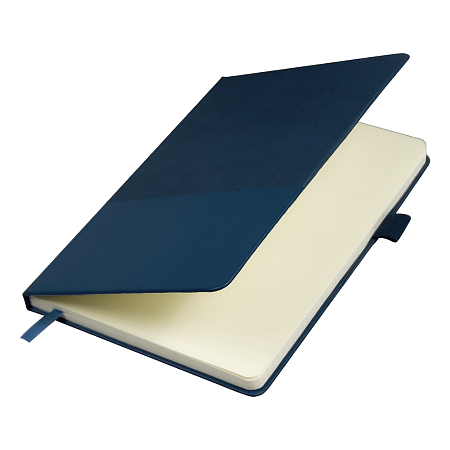 Блокнот А5 Burnie, в твердой обложке c резинкой и петлей для ручки в линейку, синий
