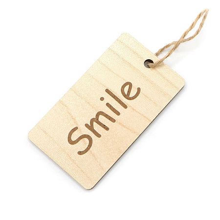 Бирка из ламинированного ХДФ на верёвке, Прямоугольная