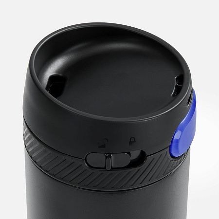 Термостакан X1 с цветной кнопкой, черный с синим