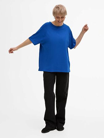 Футболка унисекс оверсайз T2, синяя, размер XS/S