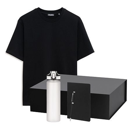 Набор с одеждой RUST (футболка, бутылка, ежедневник, ручка), черный, S