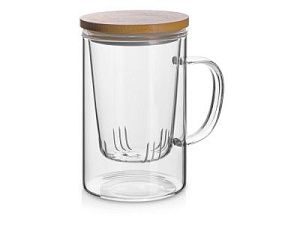 Стеклянная кружка с заварочной емкостью «Milfoil», цвет: прозрачный, натуральный