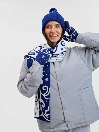 Шарф Adventino, темно-синий (кобальт) с молочным