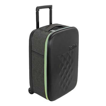 Чемодан складной Rollink Earth 55x40x20 см, 2 колеса, черный/зеленый