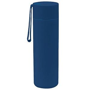 Термос стальной Бастион Плюс двухстеночный с вакуумной изоляцией 500 мл, темно-синий, глянцевый металлик