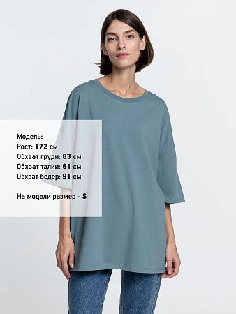 Футболка унисекс оверсайз Crosstown, серо-зеленая, размер XL